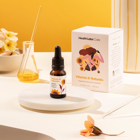 Health Labs Care Vitamin D Natural+ krople dla prawidłowego funkcjonowania układu odpornościowego, stanu kości i pracy mięśni