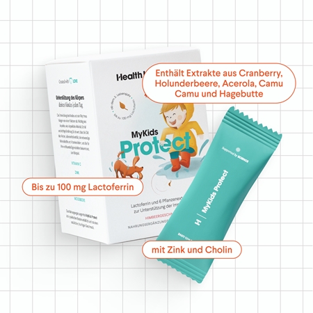 Health Labs Care MyKids Protect Immunsystem-Unterstützung für Kinder – mit schwarzem Holunder, Zink & Lactoferrin