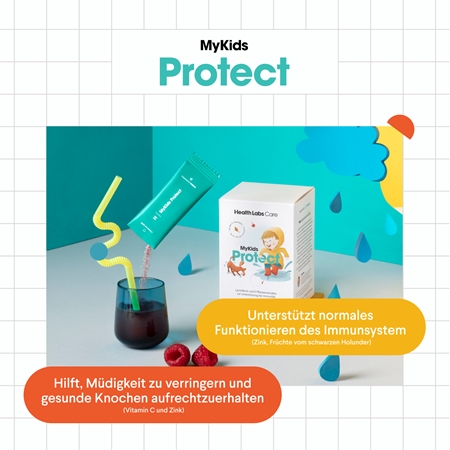 Health Labs Care MyKids Protect Immunsystem-Unterstützung für Kinder – mit schwarzem Holunder, Zink & Lactoferrin