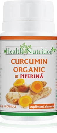 HEALTH NUTRITION Curcumin Organic + Piperina antioxidant natural în capsule