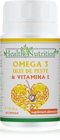 HEALTH NUTRITION Omega 3 + Vitamina E capsule pentru funcționarea corectă a organismului