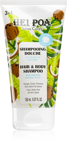 Hei Poa Organic Coconut Oil champô com óleo de coco para corpo e cabelo