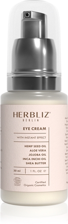 Herbliz Hemp Seed Oil Cosmetics eye cream to treat wrinkles, swelling and dark circles