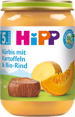 Hipp BIO tekvica, zemiaky a hovädzie mäso detský príkrm
