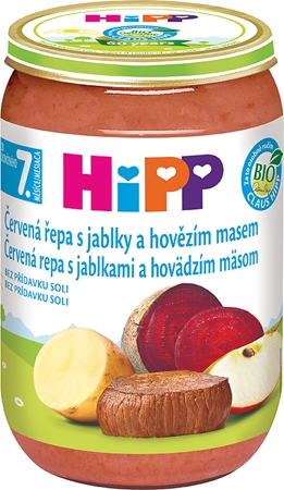 Hipp BIO červená repa s jablkami a hovädzím mäsom detský príkrm