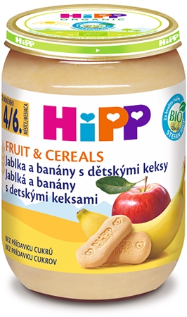 Hipp BIO jablka a banány s dětskými keksy dětský příkrm