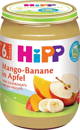 Hipp BIO jablka s mangem a banány ovocný příkrm