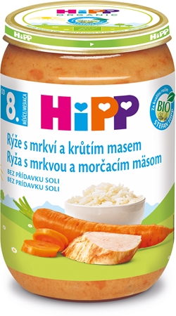 Hipp BIO rýže s mrkví a krůtím masem dětský příkrm