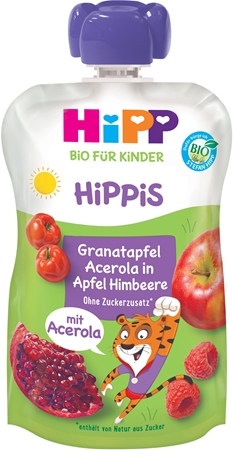 Hipp HiPPis BIO jablko-maliny-granátové jablko-acerola dětský příkrm