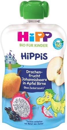 Hipp HiPPis BIO jablko-hruška-dračie ovocie-čierne ríbezle detský príkrm