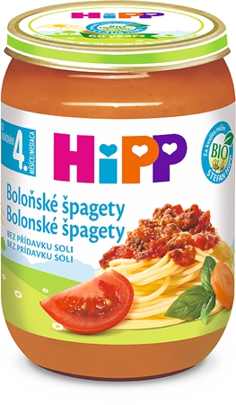 Hipp BIO bolonské špagety detský príkrm bez prídavku soli