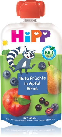Hipp HiPPis BIO jablko - hruška - červené ovocie + železo detský príkrm