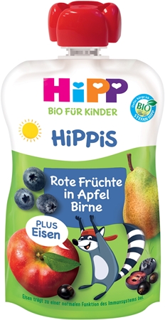 Hipp HiPPis BIO jablko - hruška - červené ovoce + železo dětský příkrm