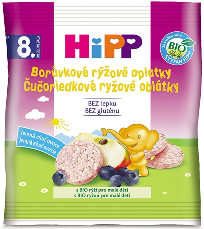 Hipp BIO borůvkové rýžové oplatky rýžové oplatky borůvka