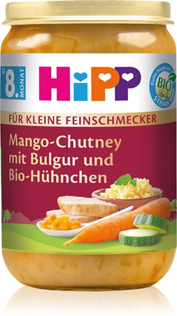 Hipp BIO Mango Chutney s bulgurem a kuřecím masem a zeleninou dětský příkrm