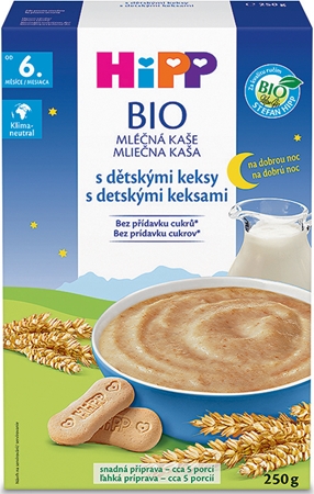 Hipp BIO mléčná kaše na dobrou noc s dětskými keksy mléčná kaše na dobrou noc