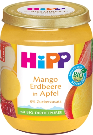 Hipp BIO SUPEROVOCE jablko, mango a jahody ovocný příkrm