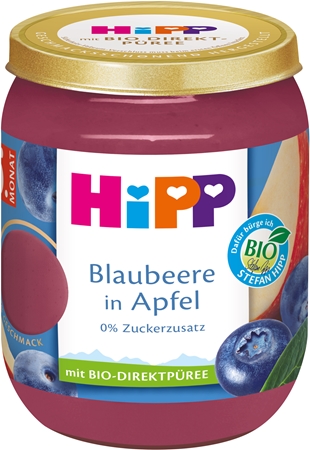Hipp BIO jablko a borůvky ovocný příkrm