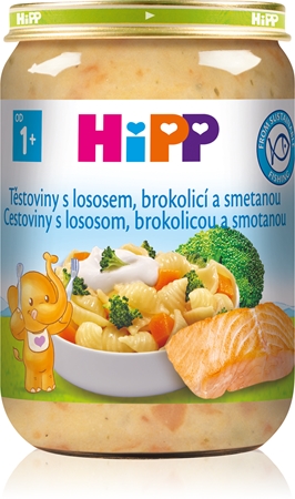 Hipp BIO cestoviny s lososom, brokolicou a smotanou detský príkrm