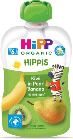 Hipp HiPPis BIO 100% ovoce hruška – banán – kiwi ovocný příkrm