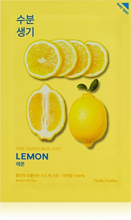 Holika Holika Pure Essence Lemon plátýnková maska se zjemňujícím a osvěžujícím účinkem s vitaminem C