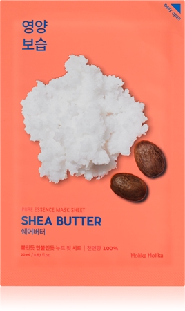 Holika Holika Pure Essence Shea Butter plátýnková maska s vysoce hydratačním a vyživujícím účinkem