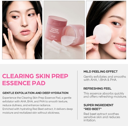 House of Hur Clearing Skin Prep Essence Pad Exfoliating Cleansing Pads with moisturising effect
