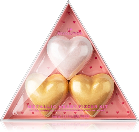 I Heart Revolution Fizzer Kit Mettalic Heart tablettes colorées pétillantes pour le bain