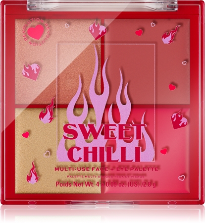 I Heart Revolution Sweet Chilli Blush & Highlight Quad palett med highlighters och rouge