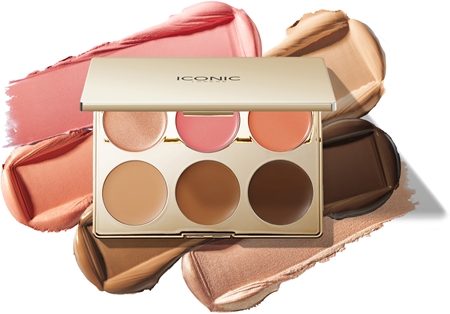 ICONIC London Multi-Use Cream Blush Bronze and Highlight Palette Multifunctional Face Palette for the face