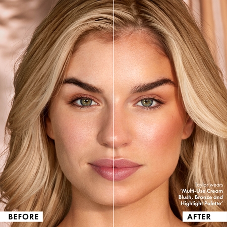 ICONIC London Multi-Use Cream Blush Bronze and Highlight Palette Multifunctional Face Palette for the face