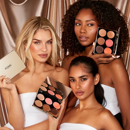 ICONIC London Multi-Use Cream Blush Bronze and Highlight Palette Multifunctional Face Palette for the face