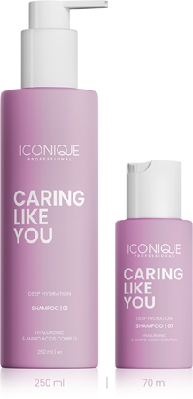 ICONIQUE Professional CARING LIKE YOU Deep Hydration ενυδατικό σαμπουάν για ξηρά και κατεστραμμένα μαλλιά