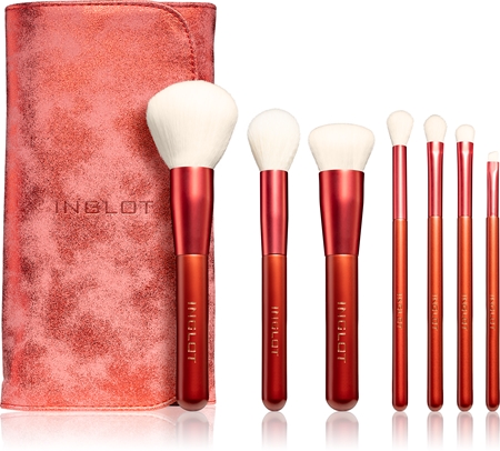 Inglot Marble Red set de brochas con estuche