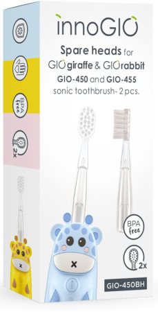 innoGIO GIOGiraffe & GIORabbit Spare Heads Transparent резервни глави за четка за зъби за деца