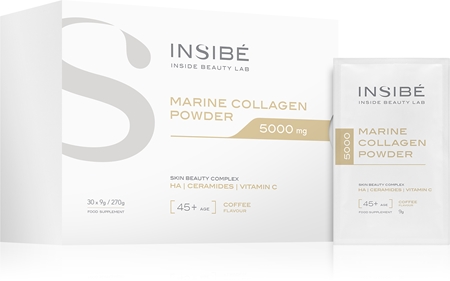 INSIBÉ Marine collagen 5000 mg coffee flavoured for age group 45+ Pulver zur Herstellung von Getränken für schöne Haare, Haut und Nägel