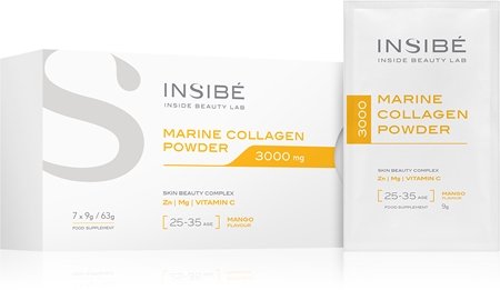 INSIBÉ Marine collagen 3000 mg with mango flavour for age group 25-35 years - starter pack proszek do przygotowania napoju na piękne włosy, skórę i paznokcie