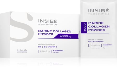INSIBÉ Marine collagen 4000 mg raspberry flavour for age group 35-45 years - starter pack proszek do przygotowania napoju na piękne włosy, skórę i paznokcie