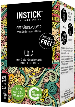 INSTICK Cola poudre pour la préparation de boisson sans caféine