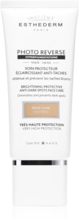 Institut Esthederm Photo Reverse Brightening Protective Anti-Dark Spots Face Care creme protetor com cor anti-manchas de pigmentação de alta proteção UV