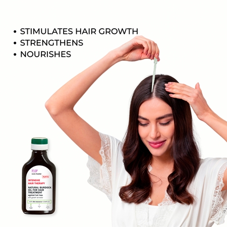Elfa Pharm Intensive Cosmetic Intensive Hair Therapy Natural Burdock Oil For Hair Treatment Ulei contra caderii parului cu activator de crestere