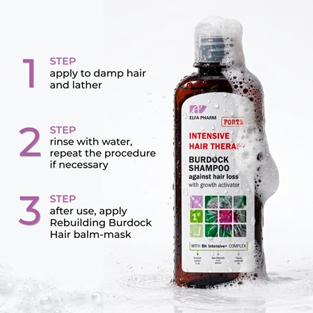 Elfa Pharm Intensive Cosmetic Intensive Hair Therapy Burdock Shampoo шампунь проти випадіння волосся з активаторем росту