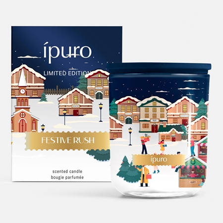 ípuro Christmas Town Festive Rush scented candle with lid