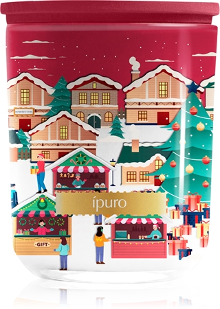 ípuro Christmas Town Velvet Almond aromatizēta svece ar vāku