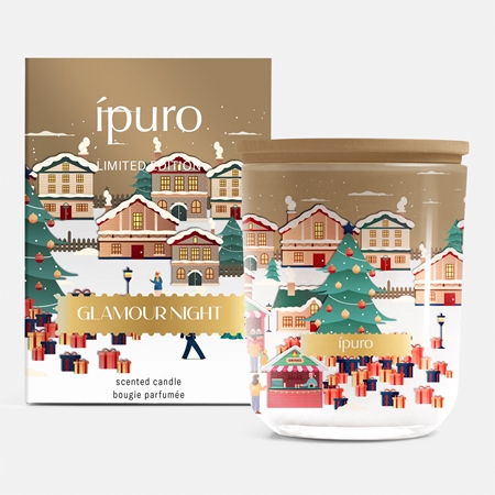 ípuro Christmas Town Glamour Night αρωματικό κερί με καπάκι