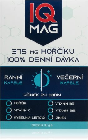 IQ Mag Hořčík 375mg ranní a večerní doplněk stravy s vysokým obsahem hořčíku