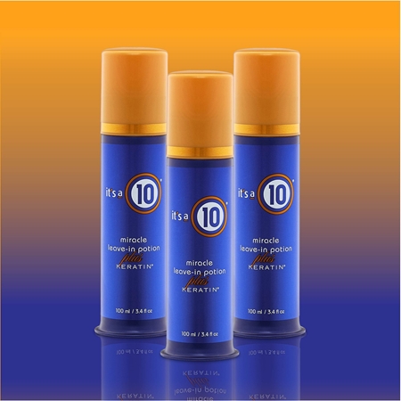 it's a 10 Plus Keratin Miracle Leave-in Potion leave-in balm for shiny and soft hair