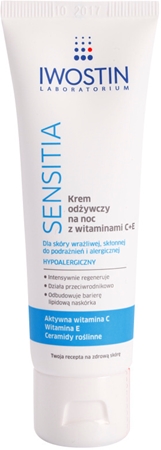 Iwostin Sensitia výživný nočný krém s vitamínmi C a E pre suchú pleť