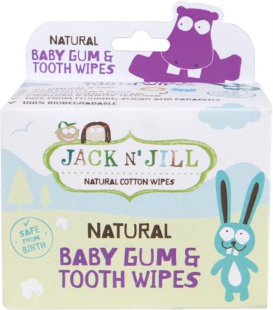 Jack N’ Jill Natural nedves törlőkendők a fogak és a fogíny védelmére
