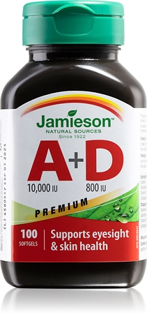 Jamieson A 10,000 IU + D3 800 IU Weichkapseln für gesunde Augen und Haut